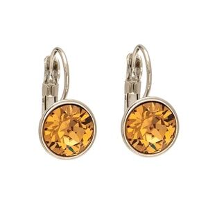 Silvertone and Colorado Topas Swarovski Crystal Leverback Everyday Earrings